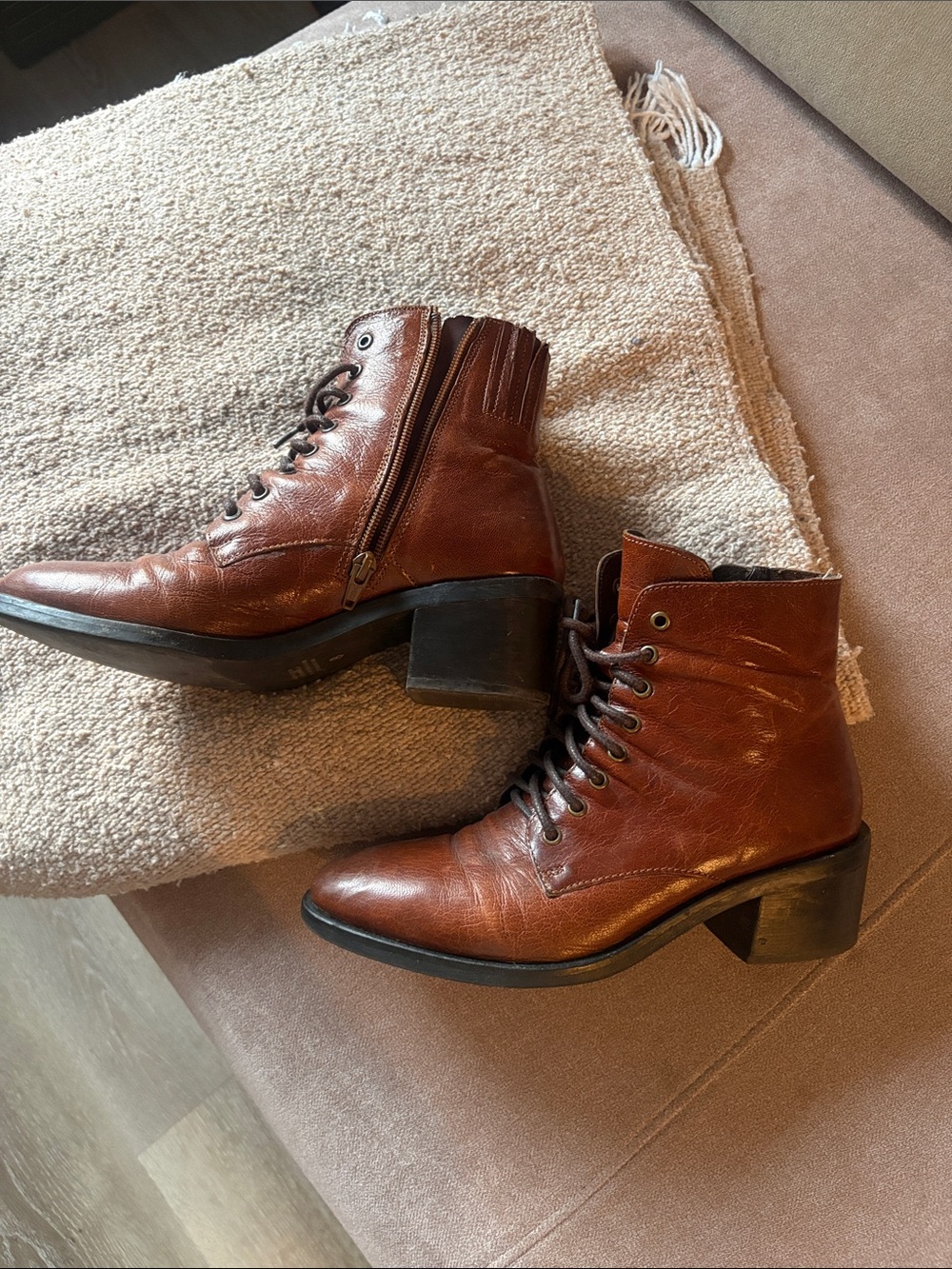 Jeffrey Campbell Chestnut Brown Lace-Up Leather Ankle Boots